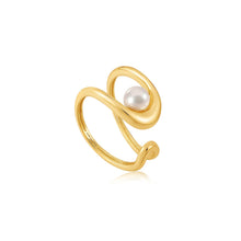 Load image into Gallery viewer, Gold Pearl Sculpted Adjustable Ring