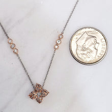 Load image into Gallery viewer, 10k Rose Gold Diamond Flower and Sterling Silver Necklace
