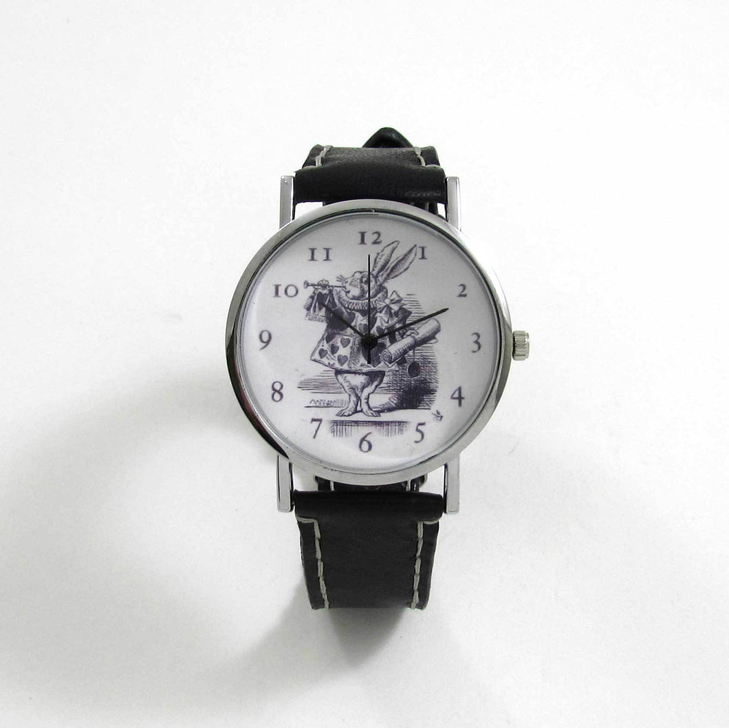 Alice in Wonderland Black Leather Wrist Watch - TheExCB