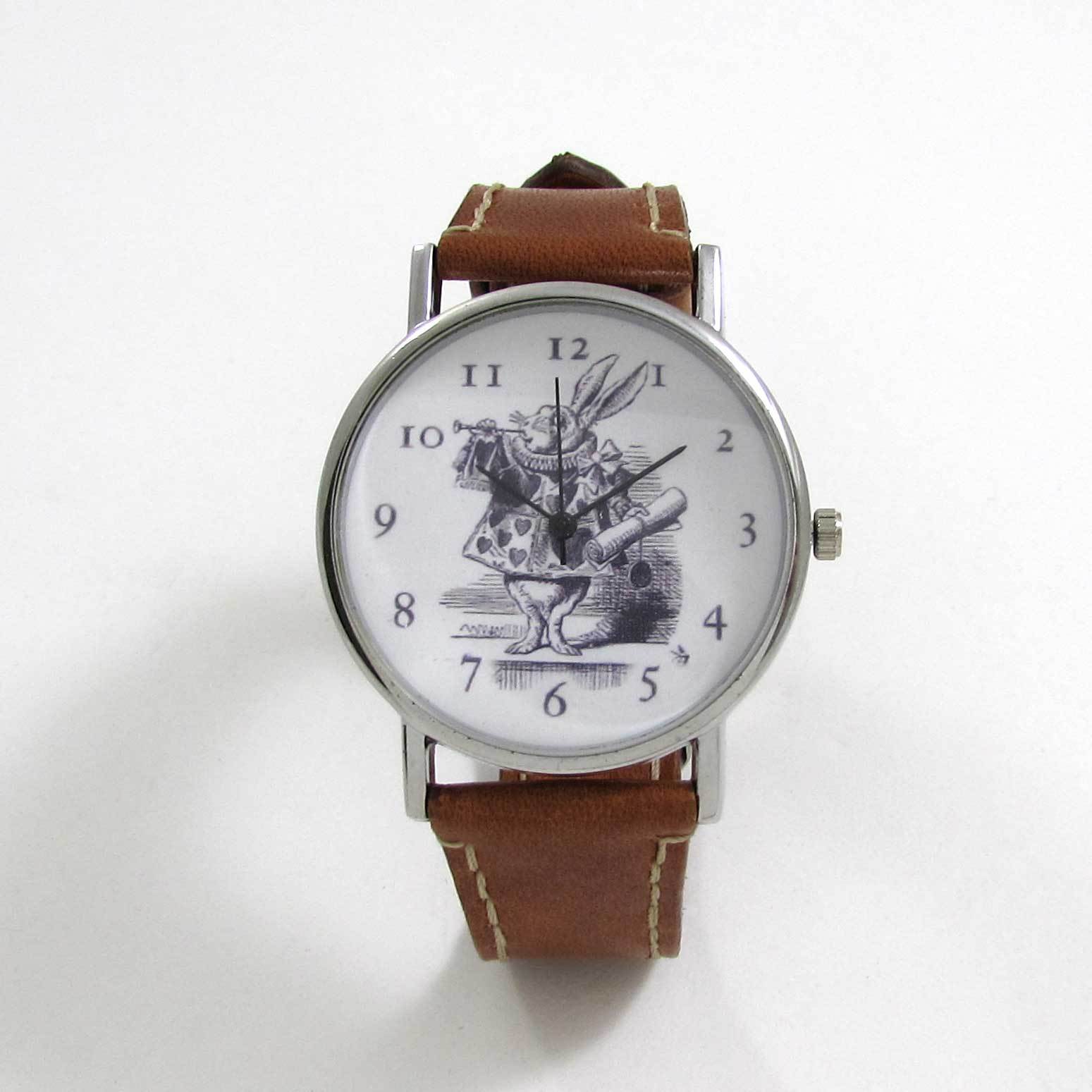 Alice in Wonderland Brown Leather Wrist Watch - TheExCB