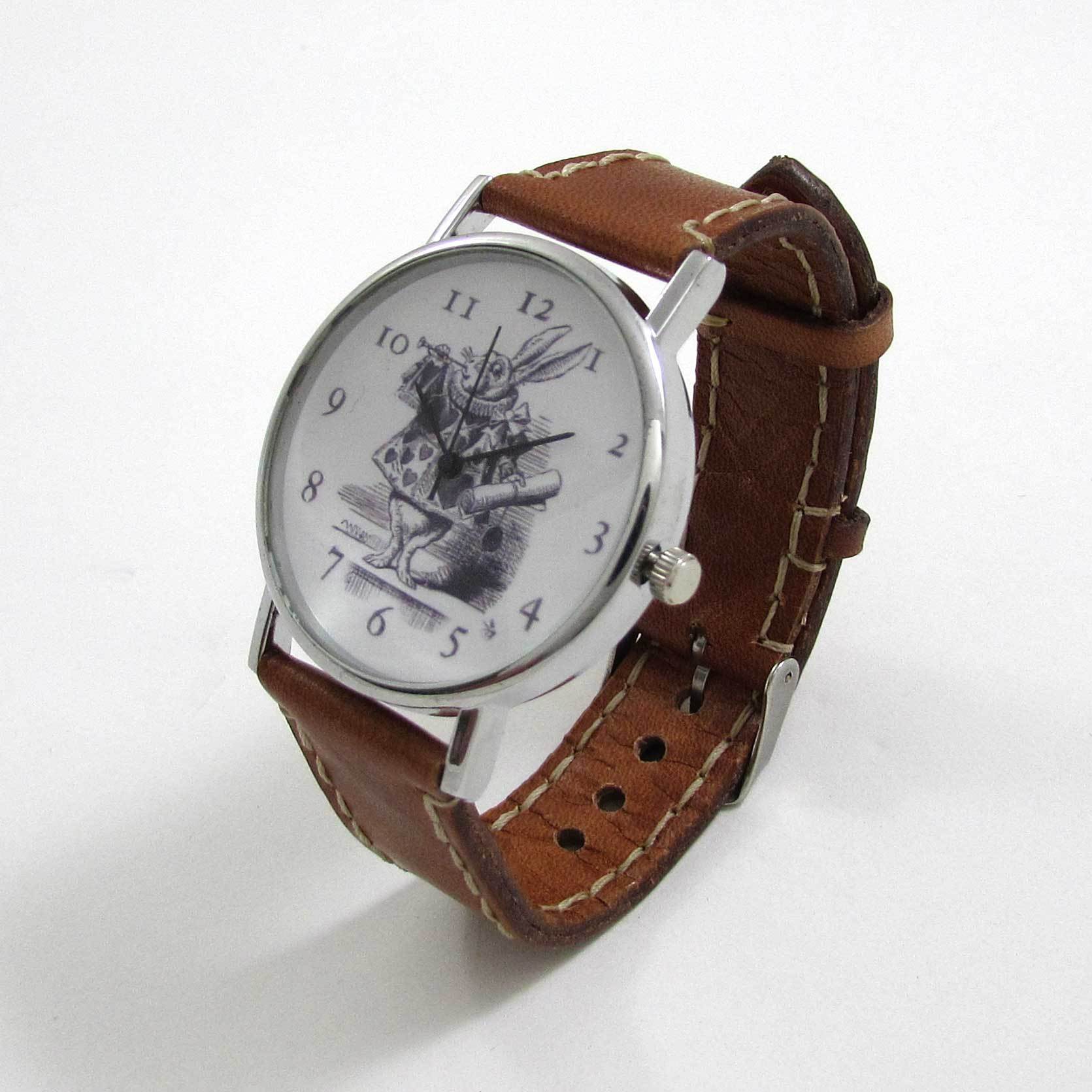 Alice in Wonderland Brown Leather Wrist Watch - TheExCB