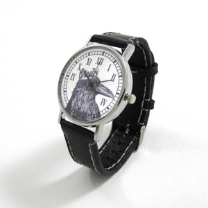 Raven King Black Leather Wrist Watch - TheExCB