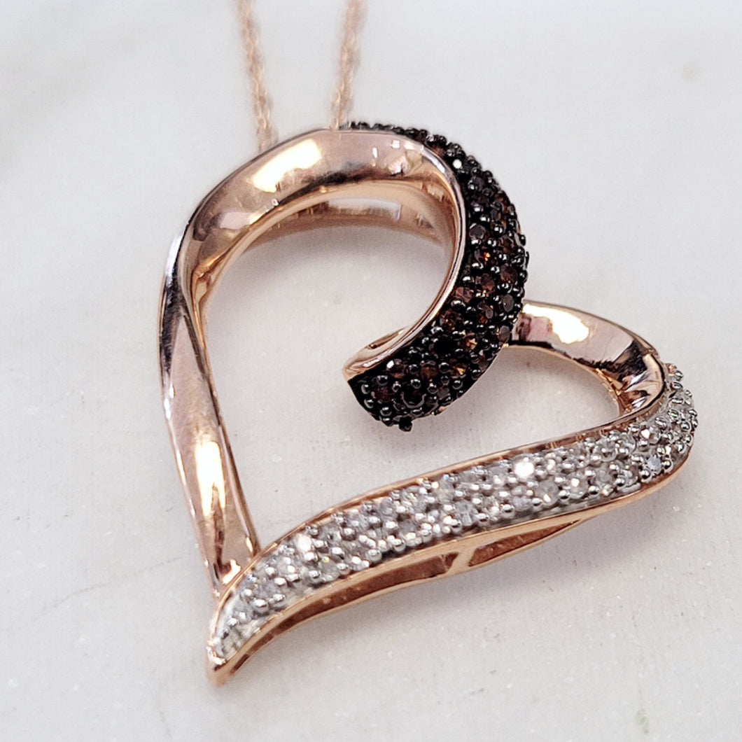 10k Rose Gold Diamond Heart Necklace