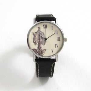 Anatomical Rib Black Leather Wrist Watch - TheExCB