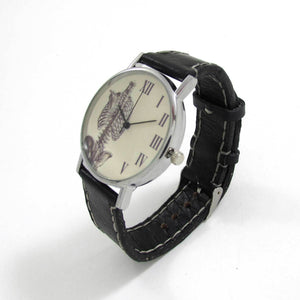 Anatomical Rib Black Leather Wrist Watch - TheExCB