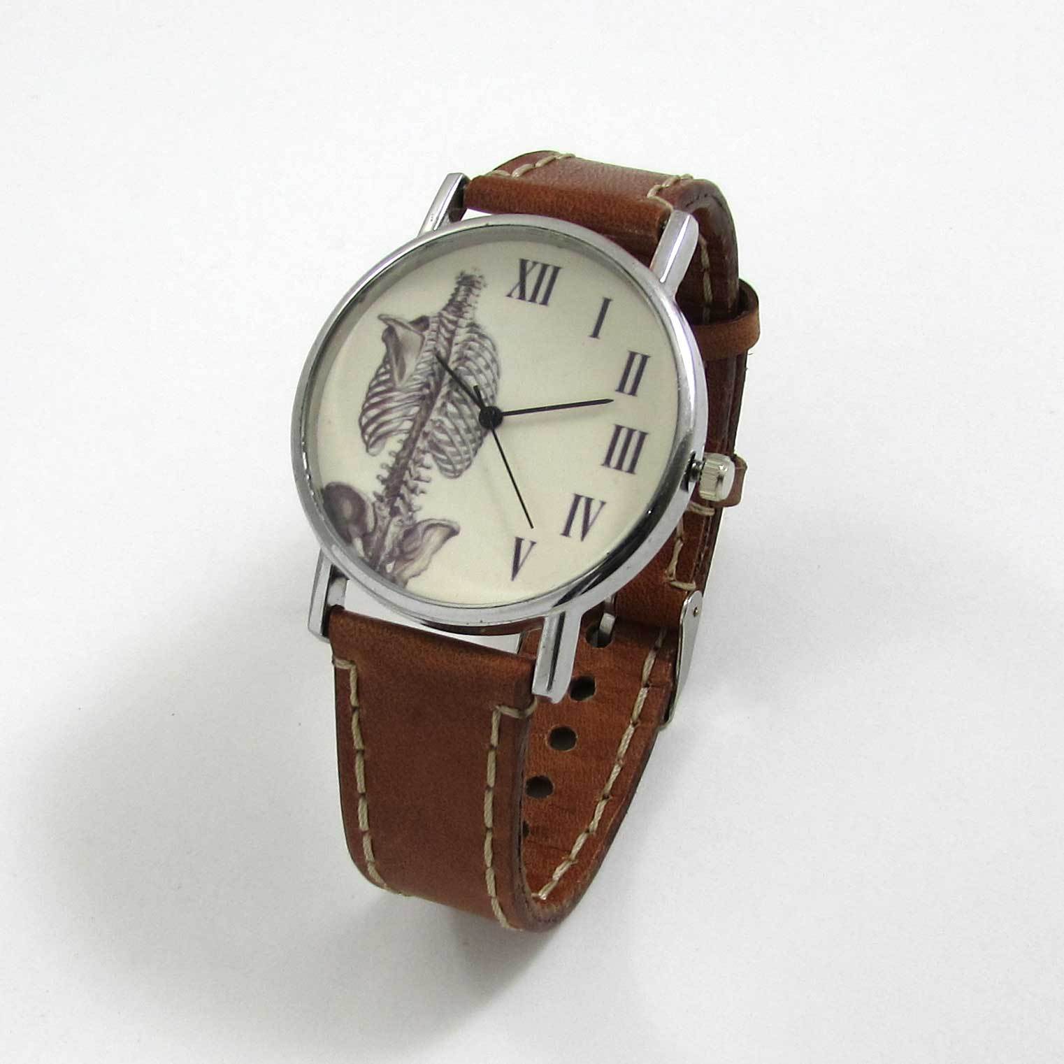 Anatomical Rib Brown Leather Wrist Watch - TheExCB