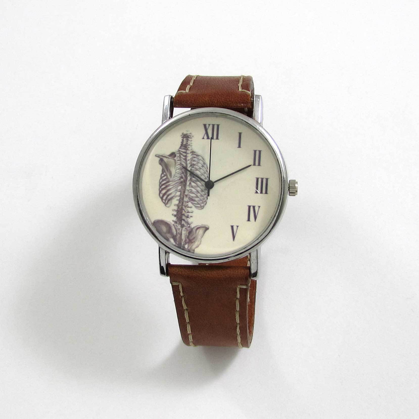 Anatomical Rib Brown Leather Wrist Watch - TheExCB