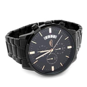 Black Stainless Steel Chronograph Watch With Date