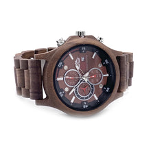 Load image into Gallery viewer, Chronograph Sandalwood Watch With Date and Bronze Dial