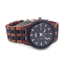 Load image into Gallery viewer, Two Tone Red and Ebony Sandalwood Chronograph Watch With Date