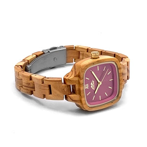 Ladies Zebrawood Watch With Pink Dial