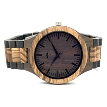 Load image into Gallery viewer, Two Tone Zebrawood and Ebony Sandalwood Watch