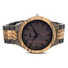 Load image into Gallery viewer, Two Tone Zebrawood and Ebony Sandalwood Watch