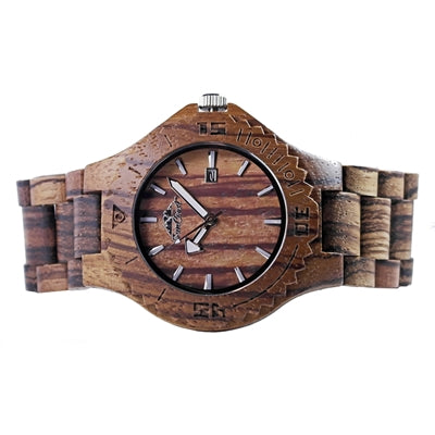 Zebra Wood Watch Featuring Date and Japanese Movement