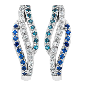 Teal and Blue Sapphire Hue CZ Silver Earrings