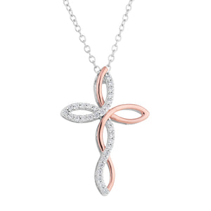 Sterling Silver and Rose Gold Cross Necklace