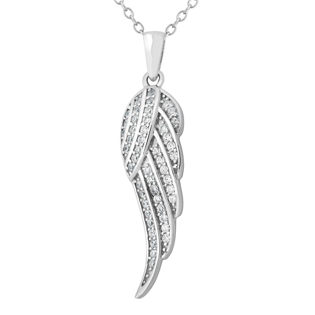 CZ Sterling Angel Wing Necklace