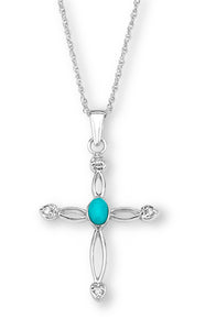 Sterling CZ and Turquoise Cross Necklace