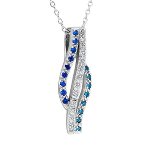 Teal and Blue Sapphire Hue CZ Silver Necklace