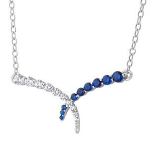 Blue Sapphire Hue and Classic CZ Sterling Necklace