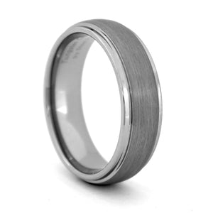 Comfort Fit Domed 7mm Tungsten Carbide Wedding Ring with Satin Finish and High Polish Edges