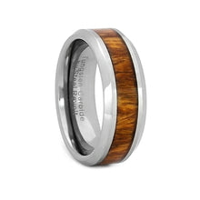 Load image into Gallery viewer, Comfort Fit 8mm Tungsten Carbide Wedding Ring With Exotic Koa Wood Inlay