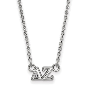Sterling Silver Delta Zeta Sorority Greek Letters Small Necklace
