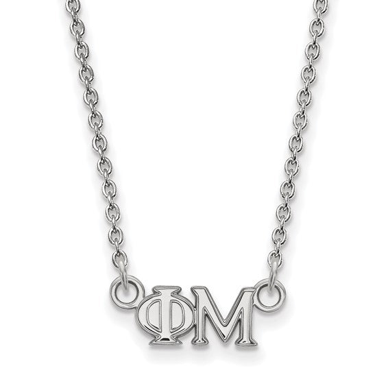 Sterling Silver Phi Mu Sorority Greek Letters Small Necklace