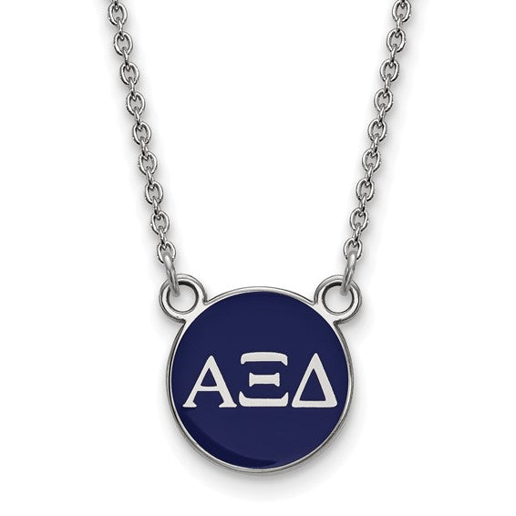 Sterling Silver Alpha Xi Delta Sorority Greek Letters Small Enamel Necklace