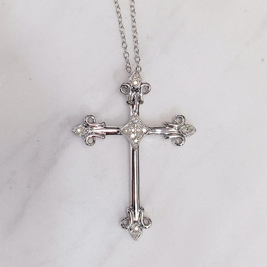 Sterling Silver Diamond Cross