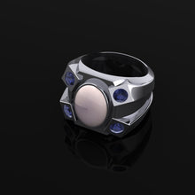 Load image into Gallery viewer, Custom Rose Quartz and Iolite Gents Ring