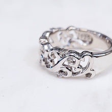 Load image into Gallery viewer, Sterling Silver Swirls and Diamonds Ring