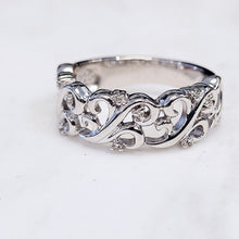 Load image into Gallery viewer, Sterling Silver Swirls and Diamonds Ring