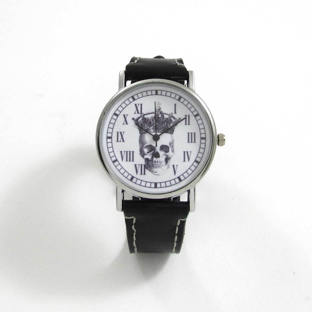 Skull King Black Leather Wrist Watch - TheExCB