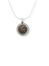 Load image into Gallery viewer, Reversible Sterling Silver Necklace - one side Roman Glass, other side Roman Coin