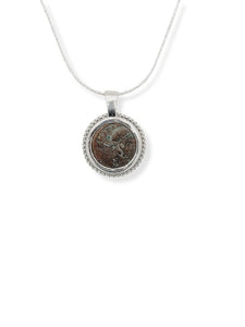 Reversible Sterling Silver Necklace - one side Roman Glass, other side Roman Coin