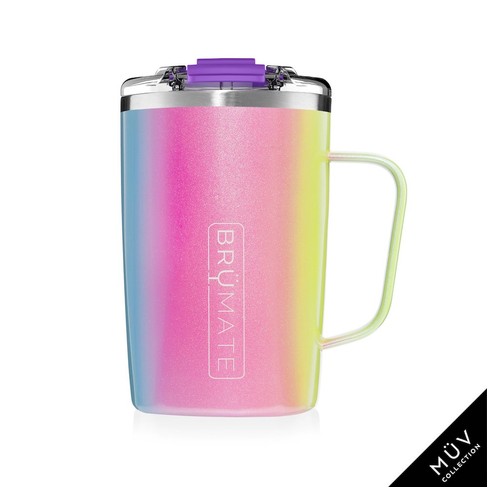 TODDY 16oz Insulated Coffee Mug | Glitter Rainbow