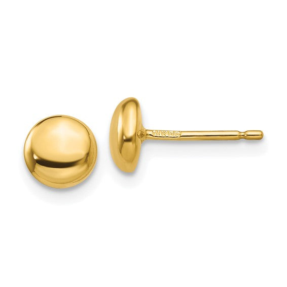 14k yellow gold polished button post earring