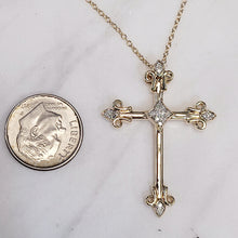 Load image into Gallery viewer, 14k Yellow Gold Plated Sterling Silver Diamond Cross