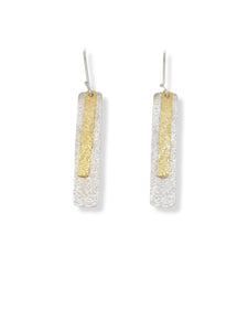 Gold Plated over Sterling Silver rectangle matte Earrings
