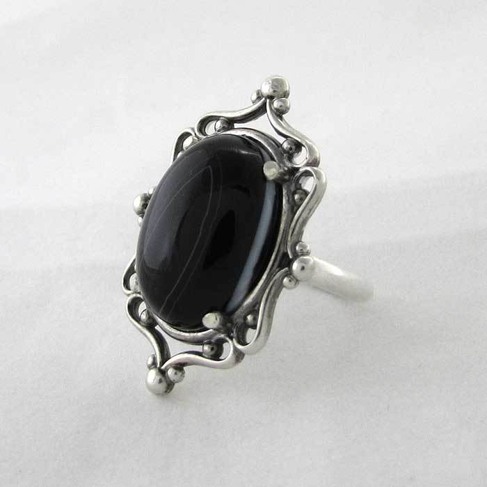 Black Agate Cameo Ring - TheExCB