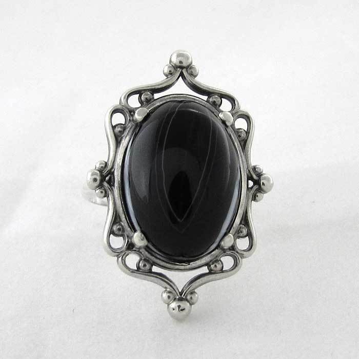 Black Agate Cameo Ring - TheExCB