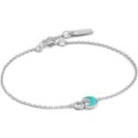 Silver Tidal Turquoise Crescent Link Bracelet