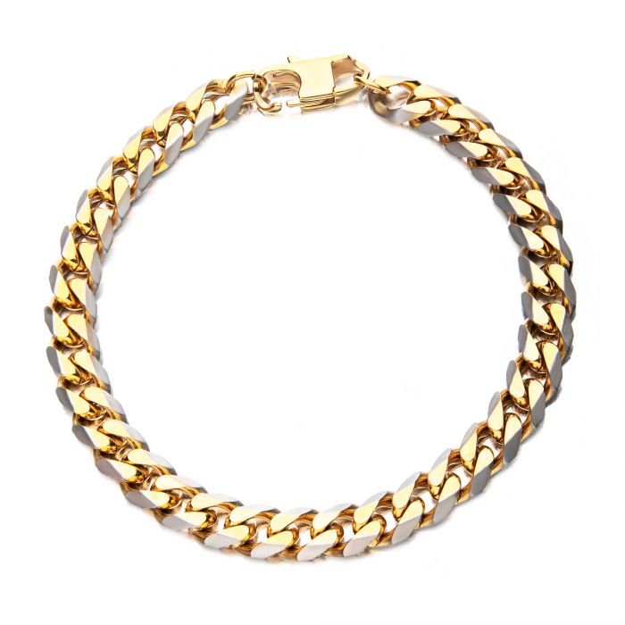 Stainless Steel Gold Plated 8mm Curb Chain with Lobster Clasp
