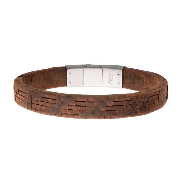 Twill Weave Suede Brown Leather Bracelet