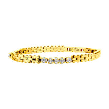 Load image into Gallery viewer, Trim Cut with Clear CZ Tennis 18K Gold IP Bracelet