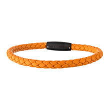 Load image into Gallery viewer, Orange Leather with Push in Plug Clasp Bracelet