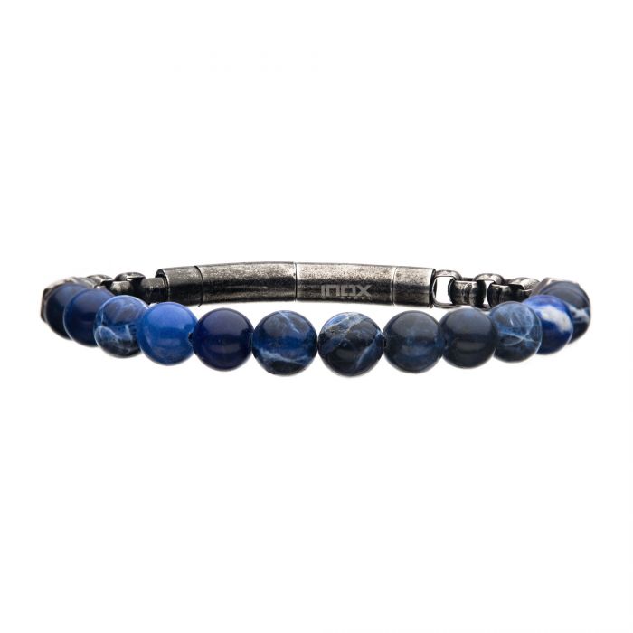 8mm Sodalite Beads and Box Chain Bracelet