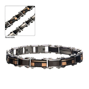 Stainless Steel, Black IP & Rose Gold IP Reversible Bracelet