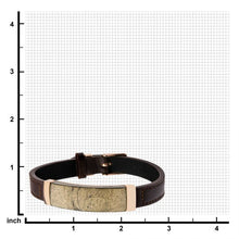 Load image into Gallery viewer, Chalcopyrite Brown Leather and Rose Gold Plated Bracelet with Belt Buckle Clasp